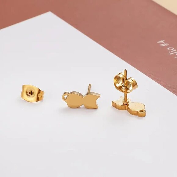 Set (3) pair Stainless Steel KITTY CAT Stud Earrings - Picture 5 of 9